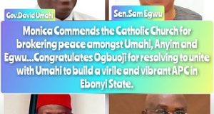 Monica Commends Catholic Priest, Ors for Reuniting Umahi, Anyim and Egwu